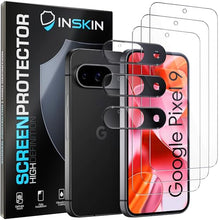 Load image into Gallery viewer, Inskin Screen Protector for Google Pixel 9 Series (2024) – 3-Pack Tempered Glass for Screen & 3-Pack for Camera Lens, Fingerprint ID Support, Plasma Coating, Case-Friendly Design