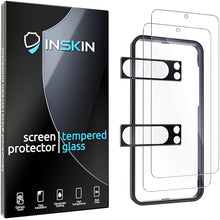 Load image into Gallery viewer, Inskin Screen Protector for Google Pixel 8 Pro (6.7 inch, 2023) - 2+2 Tempered Glass for Screen &amp; Camera Lens, Auto-Align Installation, Fingerprint ID Support, Plasma Coating, Fits Cases