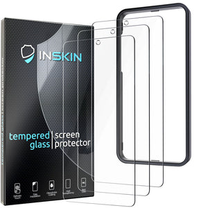 Inskin Screen Protector for Samsung Galaxy S21 FE 5G/4G (6.4 inch, 2022) - 3-Pack Tempered Glass, Auto-Align Installation, Plasma Coating, Fingerprint ID Support, Fits Cases