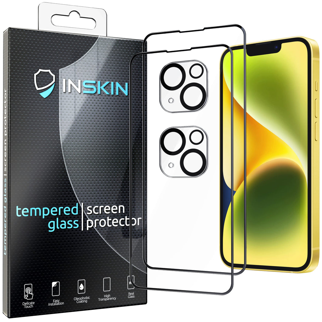 Inskin Anti Glare Screen and HD Clear Camera Lens Protector for iPhone 14 6.1 inch [2022] - 2+2 Pack, Case-Friendly, 9H Tempered Glass, Matte Finish