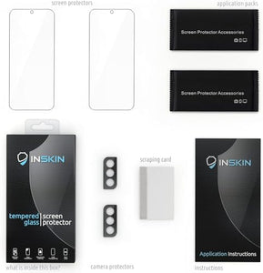 Inskin Tempered Glass Screen Protector for Samsung Fan Edition (FE) Series - Ultimate 3+3 Bundle with Camera Lens Guard and Auto Alignment Tray - Ultra HD, Case Compatible