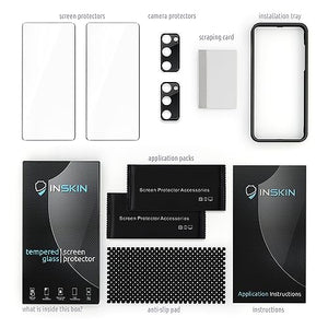Inskin Tempered Glass Screen Protector for Samsung Fan Edition (FE) Series - Ultimate 3+3 Bundle with Camera Lens Guard and Auto Alignment Tray - Ultra HD, Case Compatible