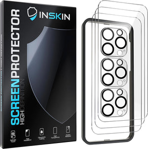 Inskin Tempered Glass Screen Protector for iPhone 16 Series - Ultimate 3+3 Bundle with Camera Lens Guard and Auto Alignment Tray - Ultra HD, Case Compatible