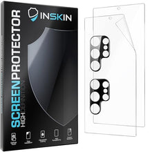Load image into Gallery viewer, Inskin TPU FIlm (NOT GLASS) Screen Protector for Samsung Galaxy S23 Ultra 5G 6.8 inch [2023] - Ultimate 2+2 Bundle with Tempered Glass Camera Lens Guard - Ultra HD, Case Compatible, FiIngerprint Unlock Support