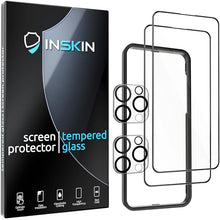 Load image into Gallery viewer, Inskin Tempered Glass Screen Protector for iPhone 15 Pro Series [2023] - Ultimate 2+2 Bundle with Camera Lens Guard and Auto Alignment Tray - Ultra HD, Case Compatible