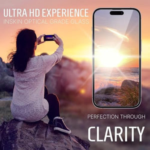 Inskin Tempered Glass Screen Protector for iPhone 15 Pro Series [2023] - Ultimate 2+2 Bundle with Camera Lens Guard and Auto Alignment Tray - Ultra HD, Case Compatible