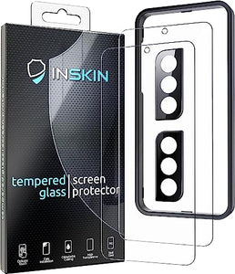 Inskin Screen Protector for Samsung Galaxy S21 FE 5G/4G (6.4 inch, 2022) - 2+2 Tempered Glass for Screen & Camera Lens, Auto-Align Installation, Plasma Coating, Fingerprint ID Support, Fits Cases