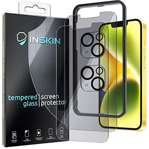 Inskin Privacy Screen Protector for iPhone 14 (6.1 inch, 2022) - 2+2 Tempered Glass for Screen & Camera Lens, Auto-Align Installation, Ultra HD, Long-Lasting Plasma Coating, Fits Cases