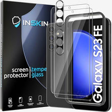 Load image into Gallery viewer, Inskin Screen Protector for Samsung Galaxy S23 FE 5G (6.4 inch, 2023) - 2+2 Tempered Glass for Screen &amp; Camera Lens, Auto-Align Installation, Plasma Coating, Fingerprint ID Support, Fits Cases
