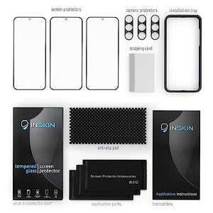 Inskin Anti Glare Screen and HD Clear Camera Lens Protector, fits Samsung Galaxy S23 5G 6.1 inch [2023] - 3+3 Pack, 9H Matte Tempered Glass Film, Fingerprint Unlock, Case-Friendly