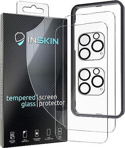 Inskin Screen and Camera Lens Protector for iPhone 14 Pro/14 Pro Max - 2+2 Pack, 9H Tempered Glass, Ultra HD, Auto Alignment Tray, Case Friendly