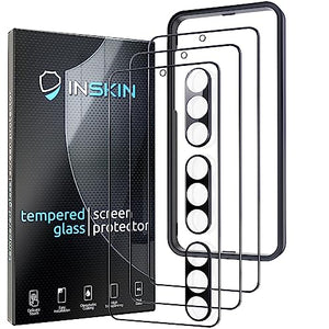 Inskin Anti Glare Screen and HD Clear Camera Lens Protector, fits Samsung Galaxy S23 5G 6.1 inch [2023] - 3+3 Pack, 9H Matte Tempered Glass Film, Fingerprint Unlock, Case-Friendly