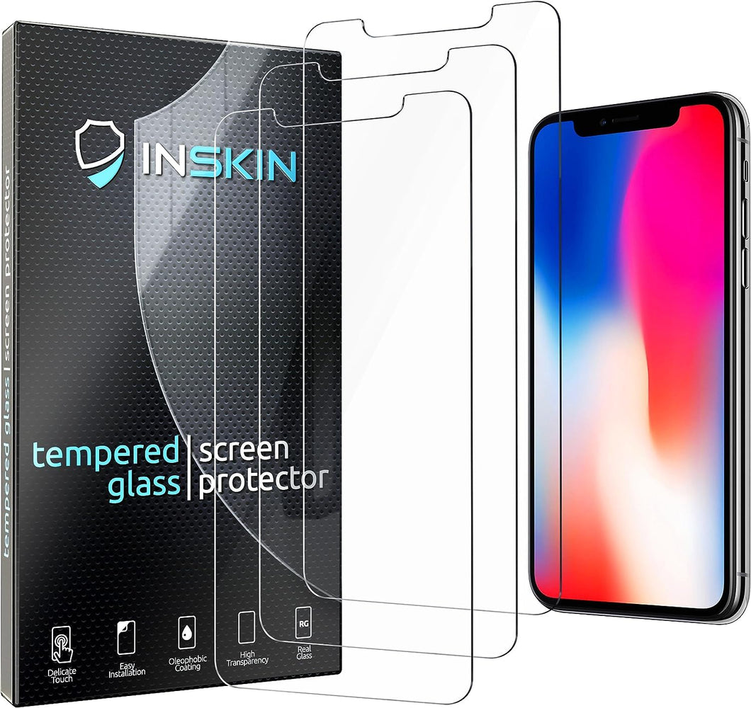 Inskin Tempered Glass Screen Protector for iPhone 11 Pro Max/Xs Max 6.5 inch – 3-Pack, Ultra HD, Advanced Anti Fingerprint Plasma Coating, Case-Compatible