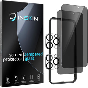Inskin Privacy Screen Protector for iPhone 15 Pro Max (6.7 inch, 2023) - 2+2 Tempered Glass for Screen & Camera Lens, Auto-Align Installation, Long-Lasting Plasma Coating, Fits Cases