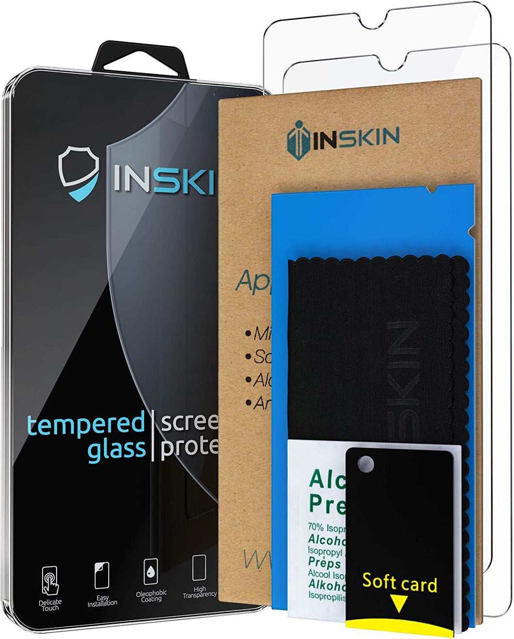 Inskin Case-Friendly Tempered Glass Screen Protector, fits Samsung Galaxy A12 / A13 5G / A32 5G / A02S / A02 / A03S / A03 6.5 inch. 2-Pack.