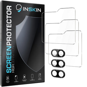 Inskin Tempered Glass Front Screen Protector for Samsung Galaxy Z Flip 5 5G 6.7 inch [2023] - Ultimate 3+3 Bundle with Camera Lens Guard - Ultra HD, Case Compatible