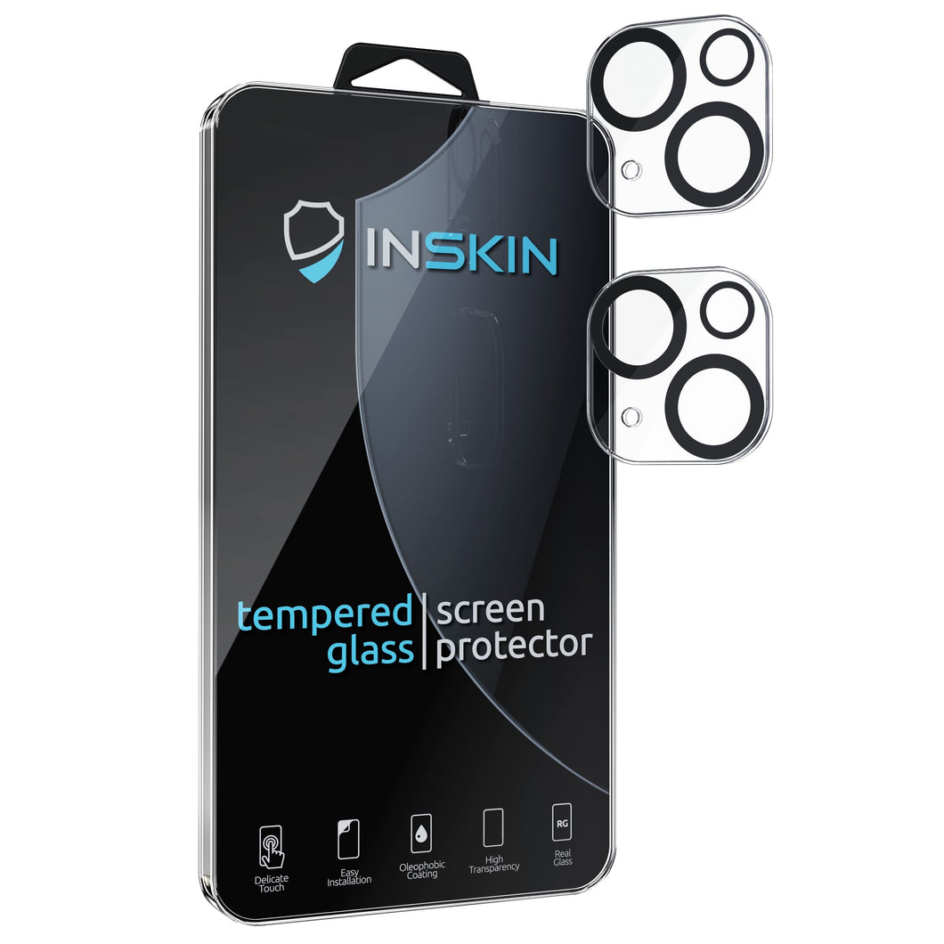 Inskin Tempered Glass Camera Lens Protector, fits Apple iPhone 13/13 Mini. Jet-Black. 2-Pack.