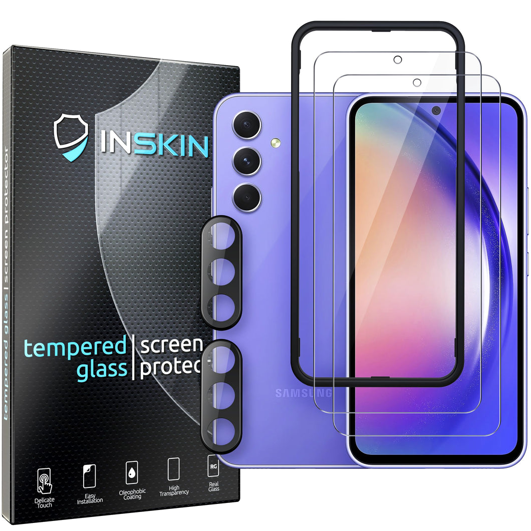 Inskin Tempered Glass Protector for Samsung Galaxy A54 5G SM-A546 6.4 inch [2023] - 2+2-Pack, Screen + Camera, Ultrasonic Fingerprint Compatible, Case-Friendly