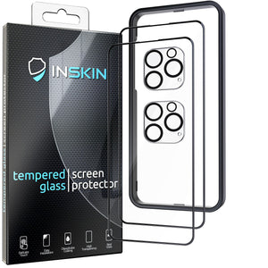 Inskin 2-in-1 Matte Anti-Glare Screen and Clear Rear Camera Lens Tempered Glass Protector, fits Apple iPhone 13 Pro Max. 2+2 Pack with Application Frame.