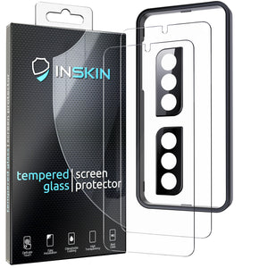 Inskin Tempered Glass Protector for Samsung Galaxy S22 5G/S22 Plus 5G[2022] - 2+2 Pack, Screen + Camera, Ultrasonic Fingerprint Compatible, Case-Friendly