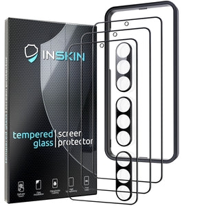 Inskin Anti Glare Screen and HD Clear Camera Lens Protector, fits Samsung Galaxy S23 Plus 5G 6.6 inch [2023] - 3+3 Pack, 9H Matte Tempered Glass Film, Fingerprint Unlock, Case-Friendly