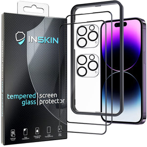 Inskin Anti Glare Screen and HD Clear Camera Lens Protector for iPhone 14 Pro 6.1 inch [2022] - - 2+2 Pack, 9H Tempered Glass Film, Matte Finish