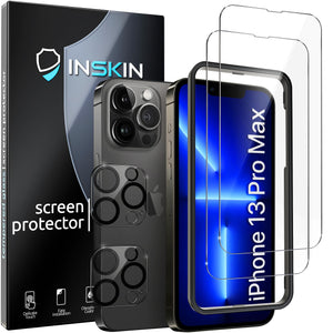 Inskin Tempered Glass Screen Protector for iPhone 13 Pro Max 6.7 inch - Ultimate 2+2 Bundle with Camera Lens Guard and Auto Alignment Tray - Ultra HD, Case Compatible