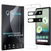 Load image into Gallery viewer, Inskin Screen Protector for Google Pixel 6a (6.1 inch, 2022) - 2+2 Tempered Glass for Screen &amp; Camera Lens, Ultra HD, Fingerprint ID Support, Plasma Coating, Fits Cases