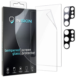 Inskin TPU Film Screen and Tempered Glass Camera Lens Protector for Samsung Galaxy S22 Ultra 5G 6.8 inch [2022] - 2+2 Pack, Fingerprint Compatible, 3D Full Coverage, Ultra-Thin, Ultra HD, Bubble Free.