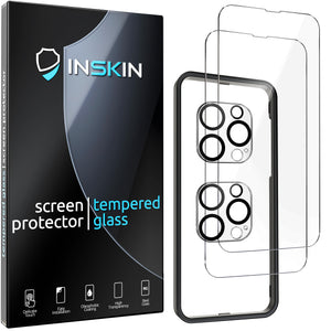 Inskin Tempered Glass Screen Protector for iPhone 13 Pro Max 6.7 inch - Ultimate 2+2 Bundle with Camera Lens Guard and Auto Alignment Tray - Ultra HD, Case Compatible