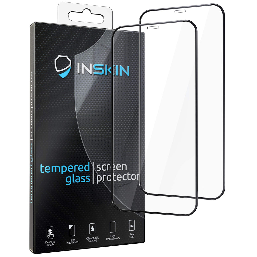 Inskin 2.5D Full Coverage Full Glue Tempered Glass Screen Protector, fits Apple iPhone 12/12 Pro 6.1 inch. 2-Pack.