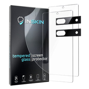 Inskin Screen Protector for Google Pixel 6a (6.1 inch, 2022) - 2+2 Tempered Glass for Screen & Camera Lens, Ultra HD, Fingerprint ID Support, Plasma Coating, Fits Cases