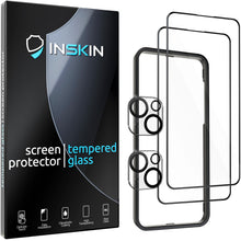 Load image into Gallery viewer, Inskin Tempered Glass Screen Protector for iPhone 15 Series [2023] - Ultimate 3+3 Bundle with Camera Lens Guard and Auto Alignment Tray - Ultra HD, Case Compatible