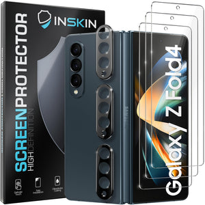 Inskin Screen Protector for Samsung Galaxy Z Fold 4 5G (7.6 inch, 2022) - 3+3 Tempered Glass for Outer Screen & Camera Lens, Anti Fingerprint Plasma Coating, Fits Cases